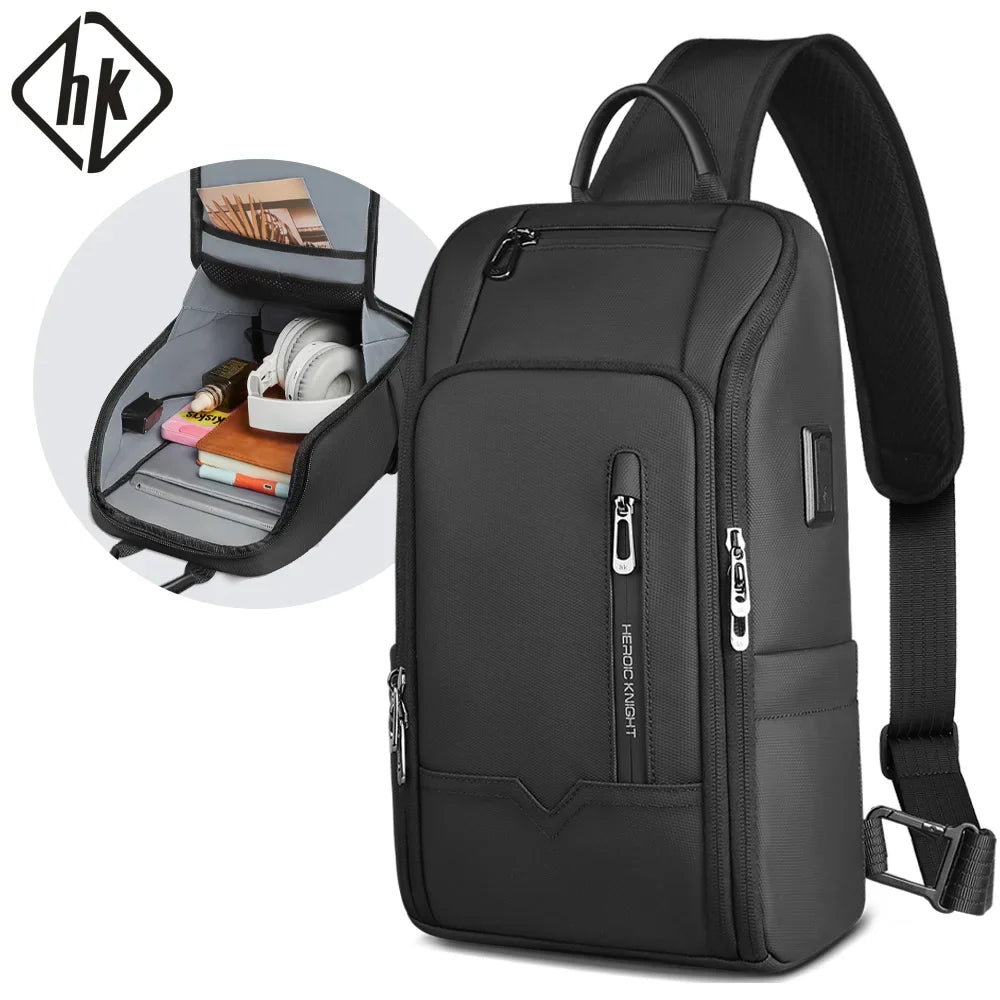 Mens Sling Bag – Anti-Theft Waterproof USB Crossbody Chest Bag