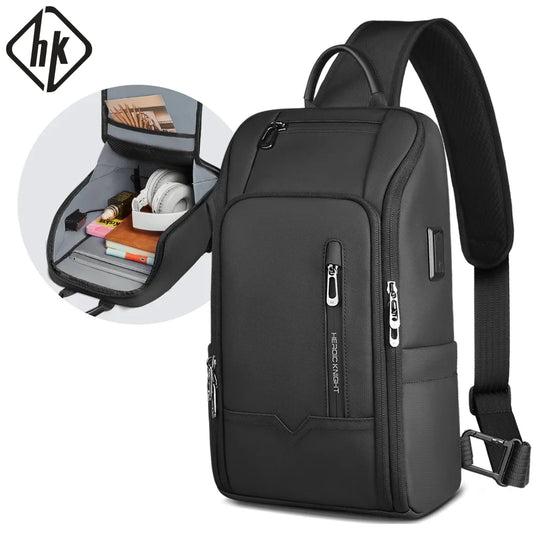 Mens Sling Bag – Anti-Theft Waterproof USB Crossbody Chest Bag