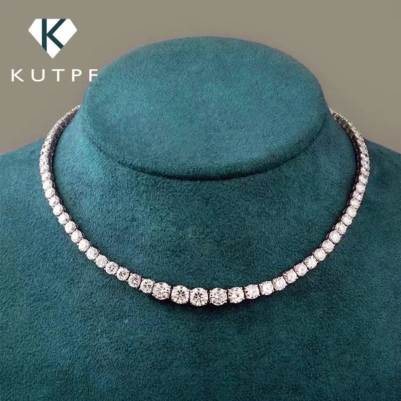 Moissanite Riviera Necklace – S925 Silver Gradient Choker