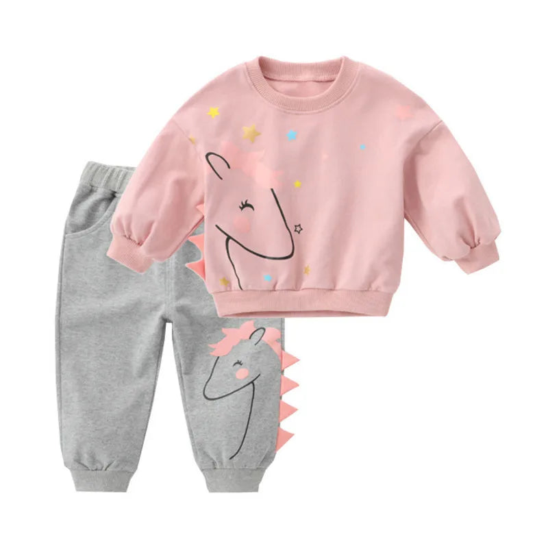 Toddler Kids Girls 2-Piece Outfit – Cute T-Shirt and Trousers Set