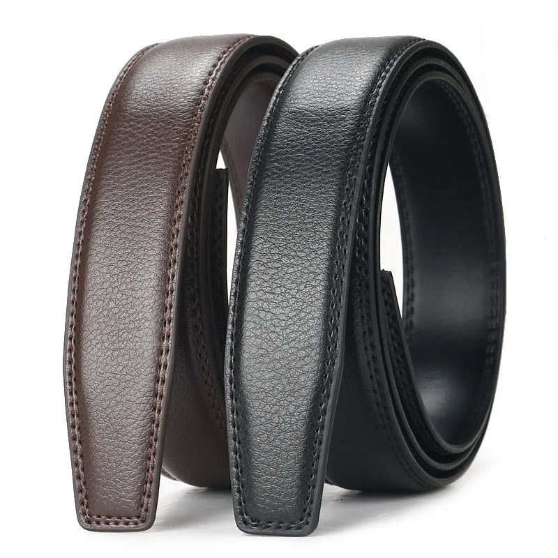 Genuine Leather Automatic Buckle Belt – Adjustable Ratchet Belt for Men (Black/Brown)