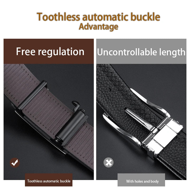 Adjustable Genuine Leather Ratchet Belt for Men