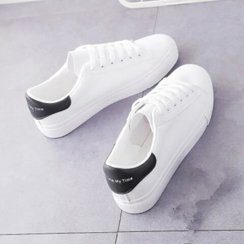 White Leather Sneakers for Women – Casual Breathable All-Season Shoes