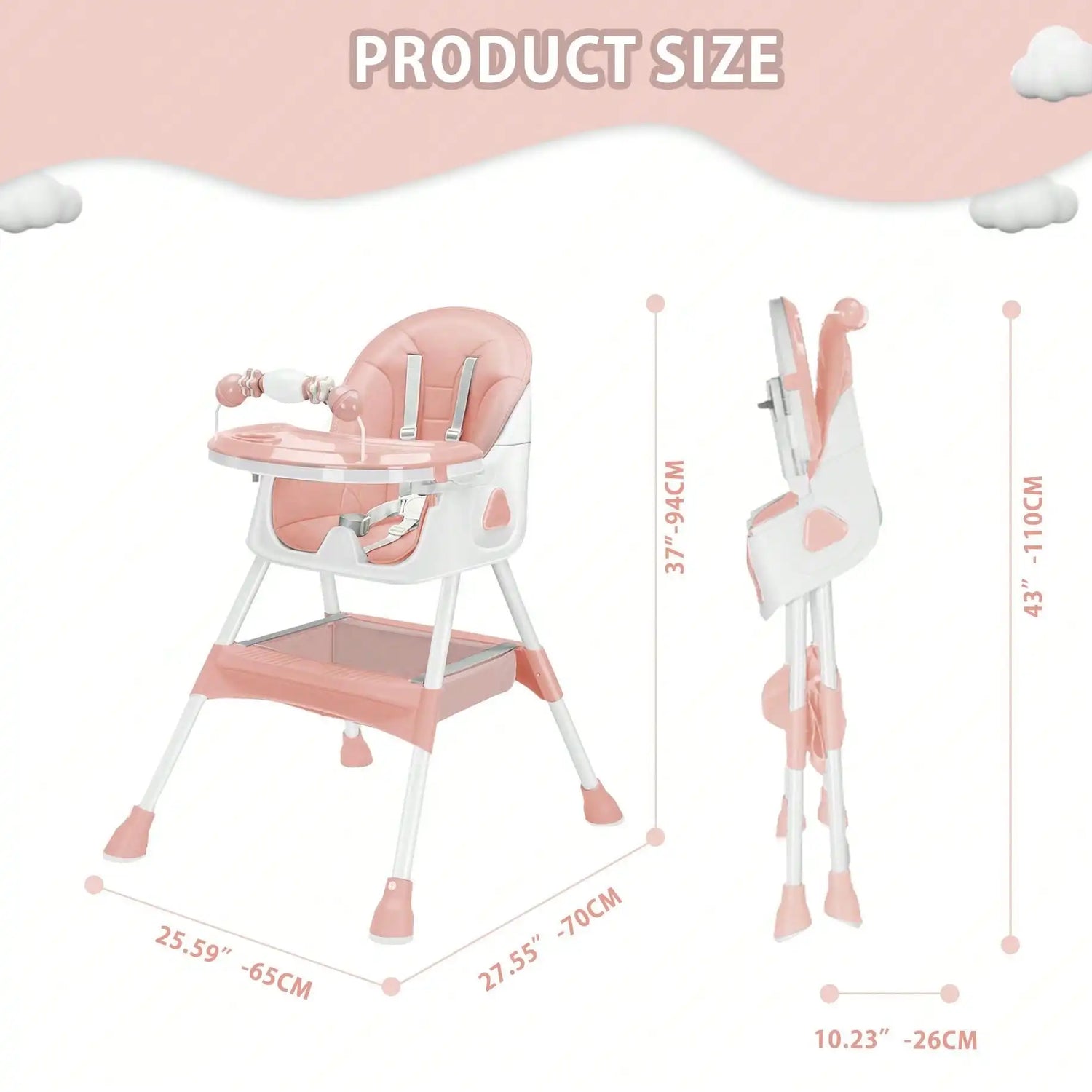 3-in-1 Baby High Chair – Foldable Adjustable with Tray