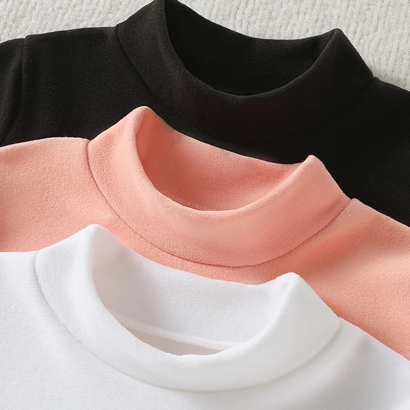 Mid-length brushed crew neck T-shirt for children – Autumn and winter