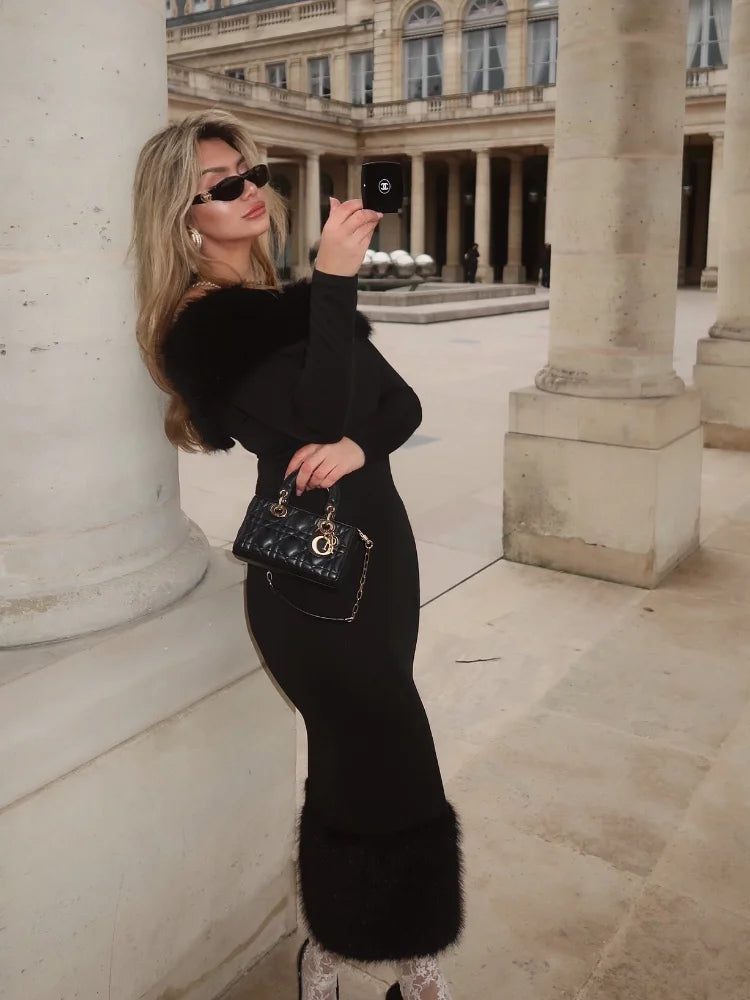 Luxury Night Out Fur Dress